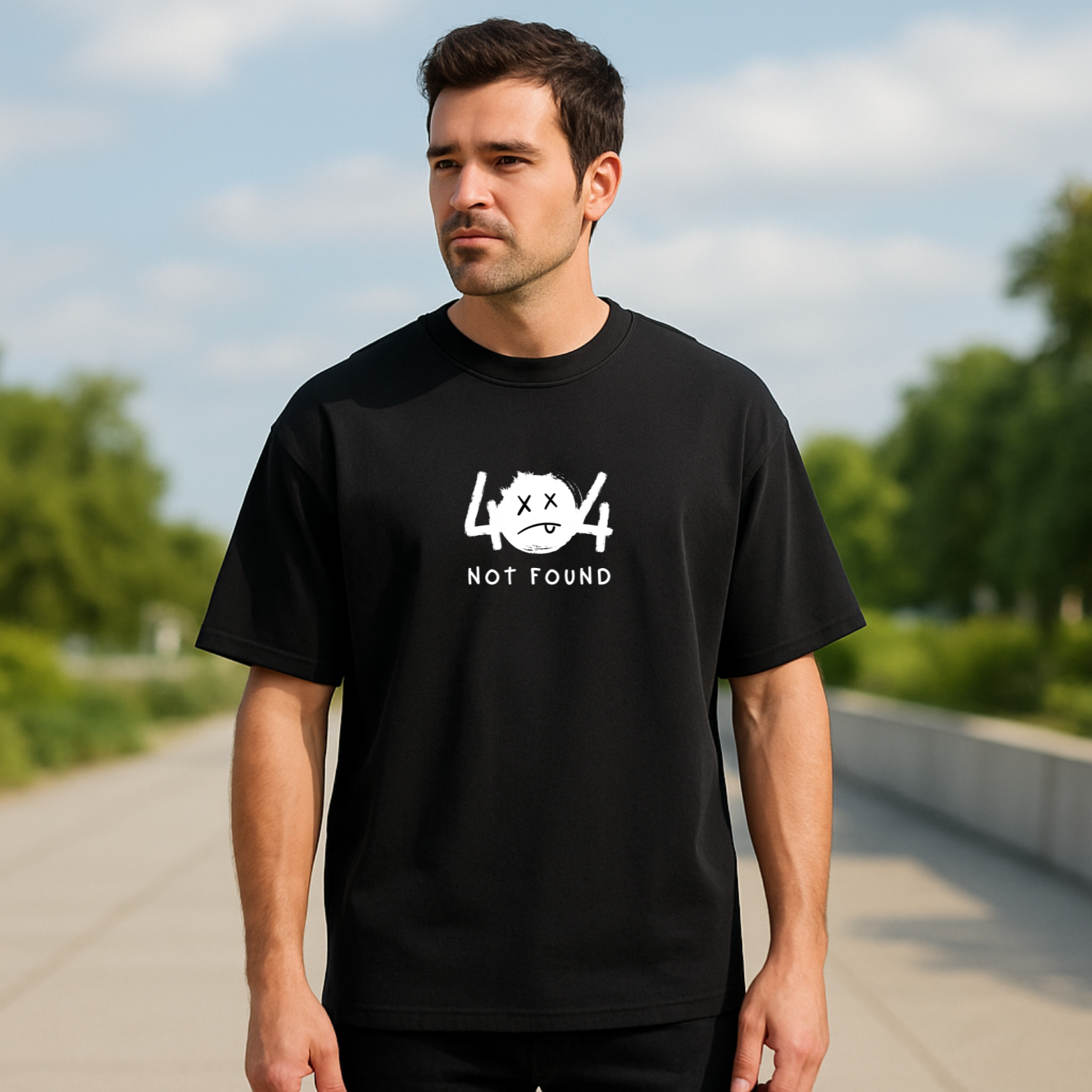Oversize black T-shirt, 100% pure cotton, 180 GSM