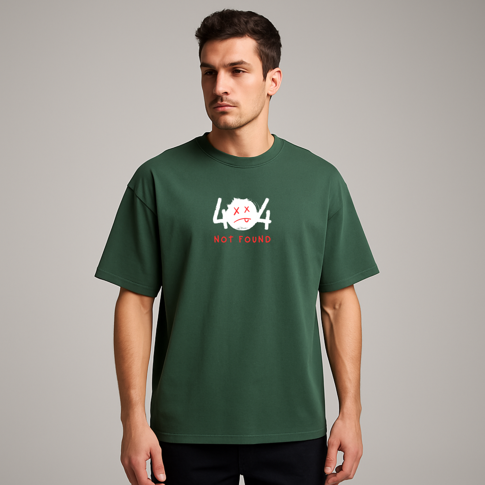 Oversize green T-shirt, 100% pure cotton, 180 GSM